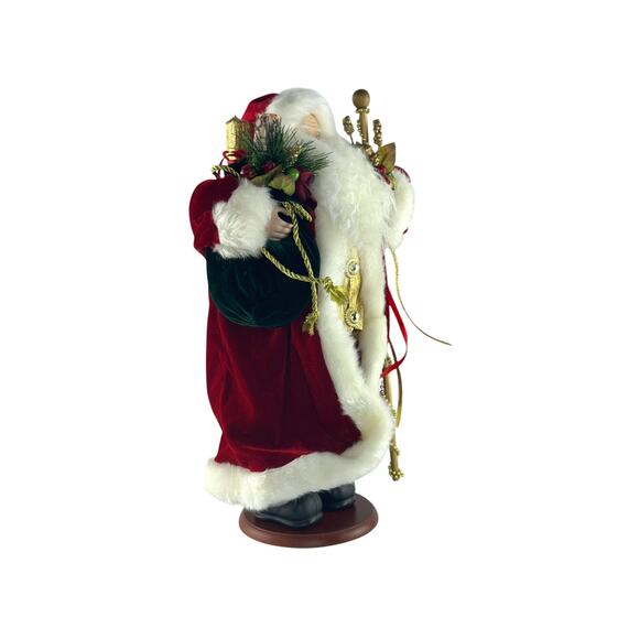 Vintage Santa Claus Figurine With Gift Bag & Staff Christmas Holiday Decoration - Picture 5 of 16
